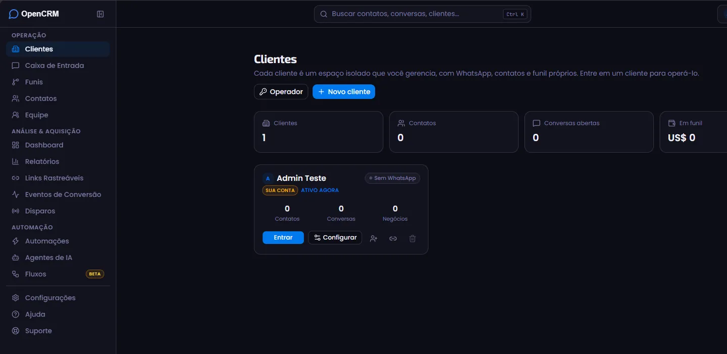 Área interna real do OpenCRM